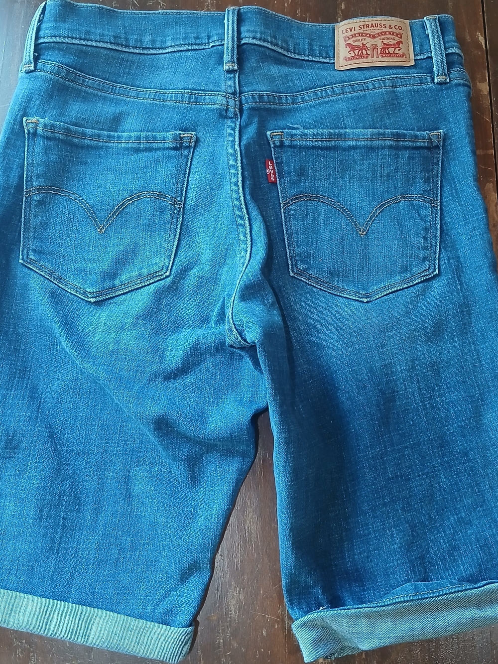 Levi's Bright Blue Denim Bermuda Shorts with Rolled Cuffs - Picture 5 of 8